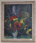Philip Naviasky (1894-1983), oil on canvas, Still life of flowers in a vase, signed, 75 x 62cm