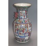 A 19th century Chinese famille rose vase, one handle lacking height 42.5cm