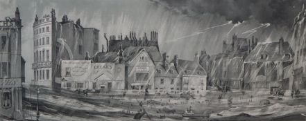 Ward after Morland, mezzotint, 'The Turnpike Gate', 45 x 60cm and five other prints