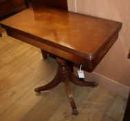 A Regency style mahogany folding card table W.85cm