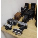 Ten assorted vintage cameras