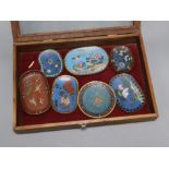 A group of Japanese cloisonne enamel dishes and bowls