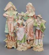 Two pairs of Continental figures tallest 48cm