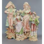 Two pairs of Continental figures tallest 48cm