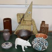 A collection of pottery vases, bowls etc