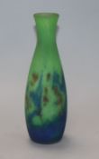 A Muller Fres, Luneville green and blue glass vase, signed height 19cm