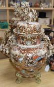 A large pair of Satsuma vases and covers height 57cm