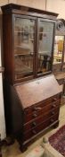 A George III mahogany bureau bookcase W.84cm