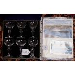 A boxed set of six Stuart Crystal 'RMS Carinthia' wine glasses made for Cunard and an RMS