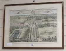 Johannes Kip, coloured engraving, The Mote, seat of The Honourable Lord Romney, 34 x 50cm