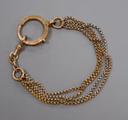 A yellow metal and white metal fancy watch chain.
