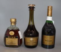 One Delamain Cognac, one X.O Gaston de Lagrange Cognac and one Hine Fine Champagne Cognac