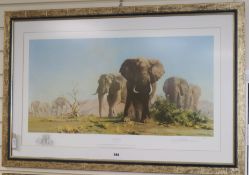 David Shepherd (1931-2017), limited edition signed print, 'The Ivory is Theirs', No. 96/100, blind-