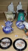 A pair of Blanc de Chine chinese figures and mixed ceramics including a Beswick horse