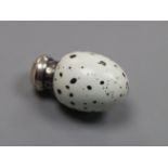 A Victorian silver mounted porcelain 'bird's egg' scent bottle by Saunders & Shepherd, Rd No. 20772,