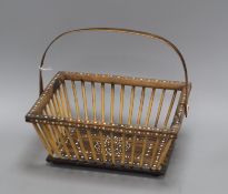 A Ceylonese hardwood and porcupine quill basket length 28cm