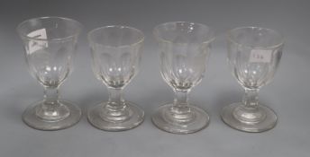 A set of four 19th century crested glass rummers