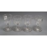 A set of four 19th century crested glass rummers