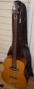 An Eko acoustic bass guitar (a.f.), with soft carry case
