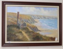 Richard Blowey (b. 1947), 'Tin Mine, Chapel Porth', signed, inscribed verso, oil on canvas, 50 x