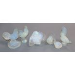 A set of six Sabino, France Opalescent glass birds tallest 9.5cm (a.f.)