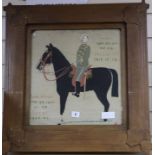 A Primitive needlework of an army officer 38.5 x 36cm excl. frame