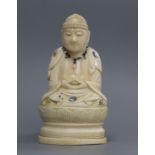 A Japanese signed ivory Buddha with Shibayama decoration 10cm