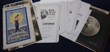 A collection of ephemera relating to Fred Wilkins - Theatrical Furnishers - relating to the Royal