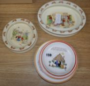 Eight Shelley Lucie Atwell plates and two Bunnykins