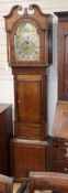 A late 18th century, oak and mahogany eight day longcase clock H.212cm