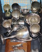 Fourteen assorted silver plated trophy cups