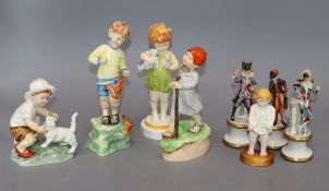 Four Royal Worcester figures by Frieda Doughty (October, Wednesday's Child, Thursday's Child and