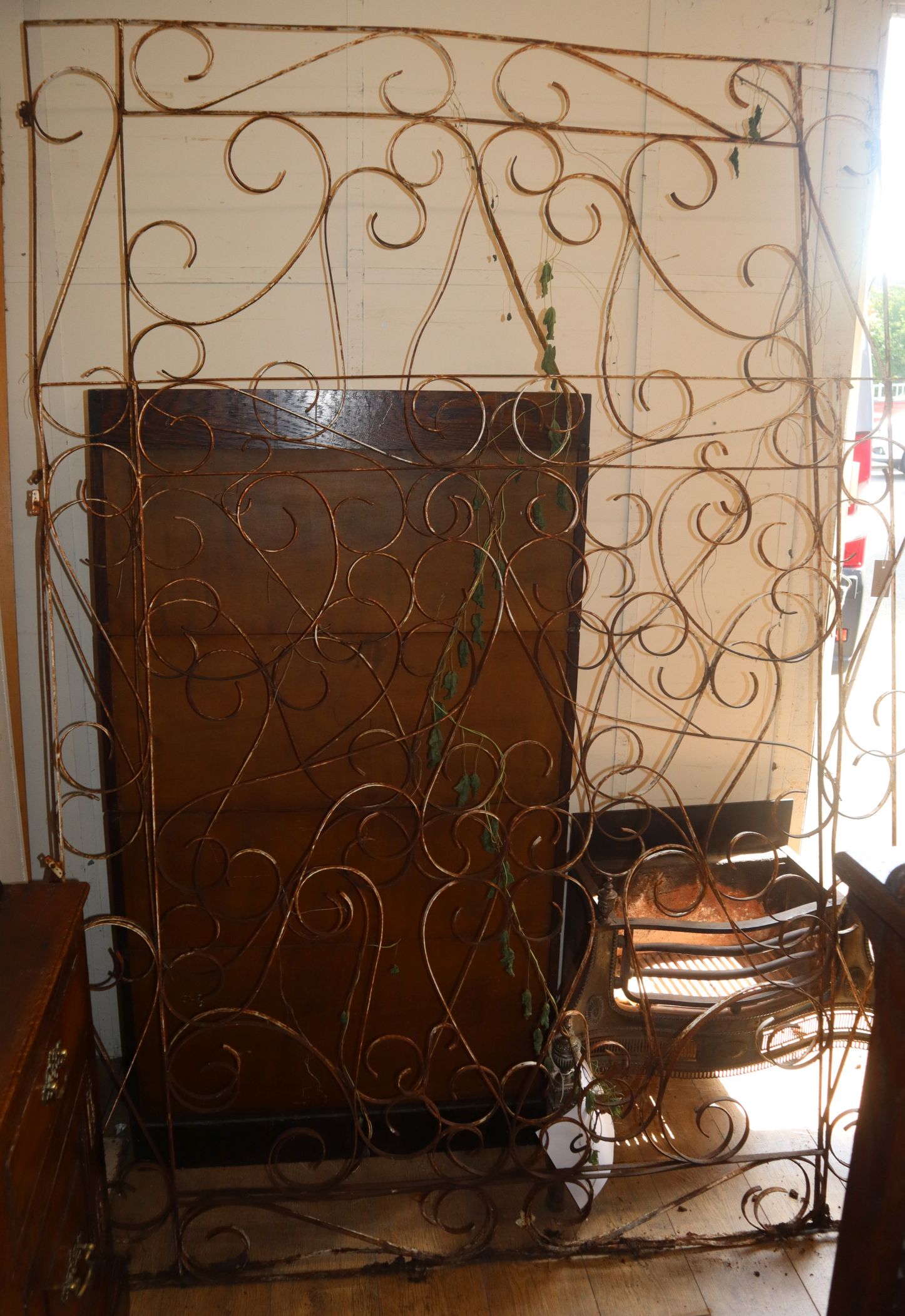 Two wrought iron panels Larger 220 x 154cm