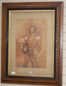 19th century English School, watercolour, Portrait of an army officer, 60 x 40cm