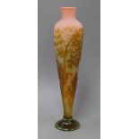 A cameo glass slender vase, bears a signature Galle