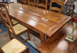 A 17th century style oak refectory style dining table 92 x 244cm