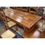 A 17th century style oak refectory style dining table 92 x 244cm