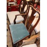 A pair of George III style mahogany open armchairs and a Queen Anne walnut side chair (3)