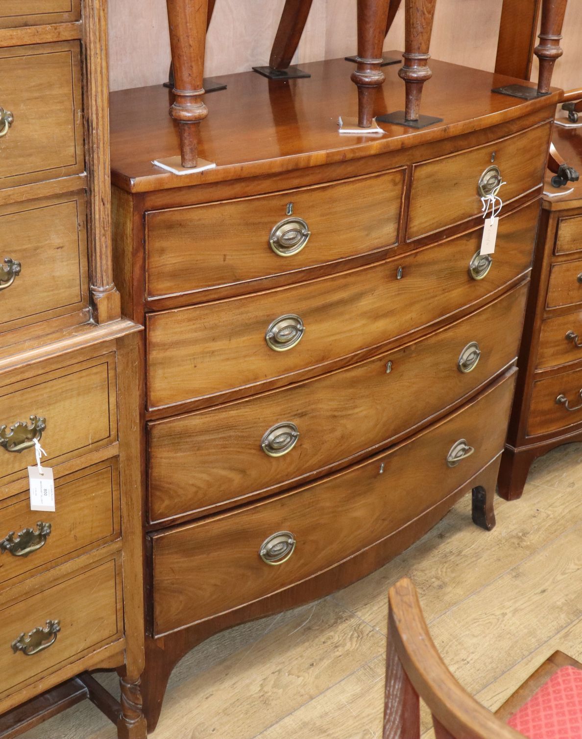 An early Victorian mahogany bowfront chest of drawers W.103cm