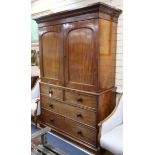 A Regency mahogany linen press (converted) W.134cm