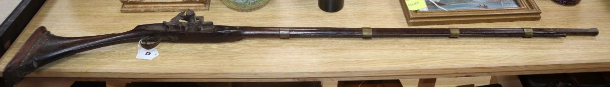 An early 19th century Persian Jezail flintlock musket length 149cm