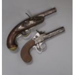 Two incomplete flintlock pistols (a.f.)