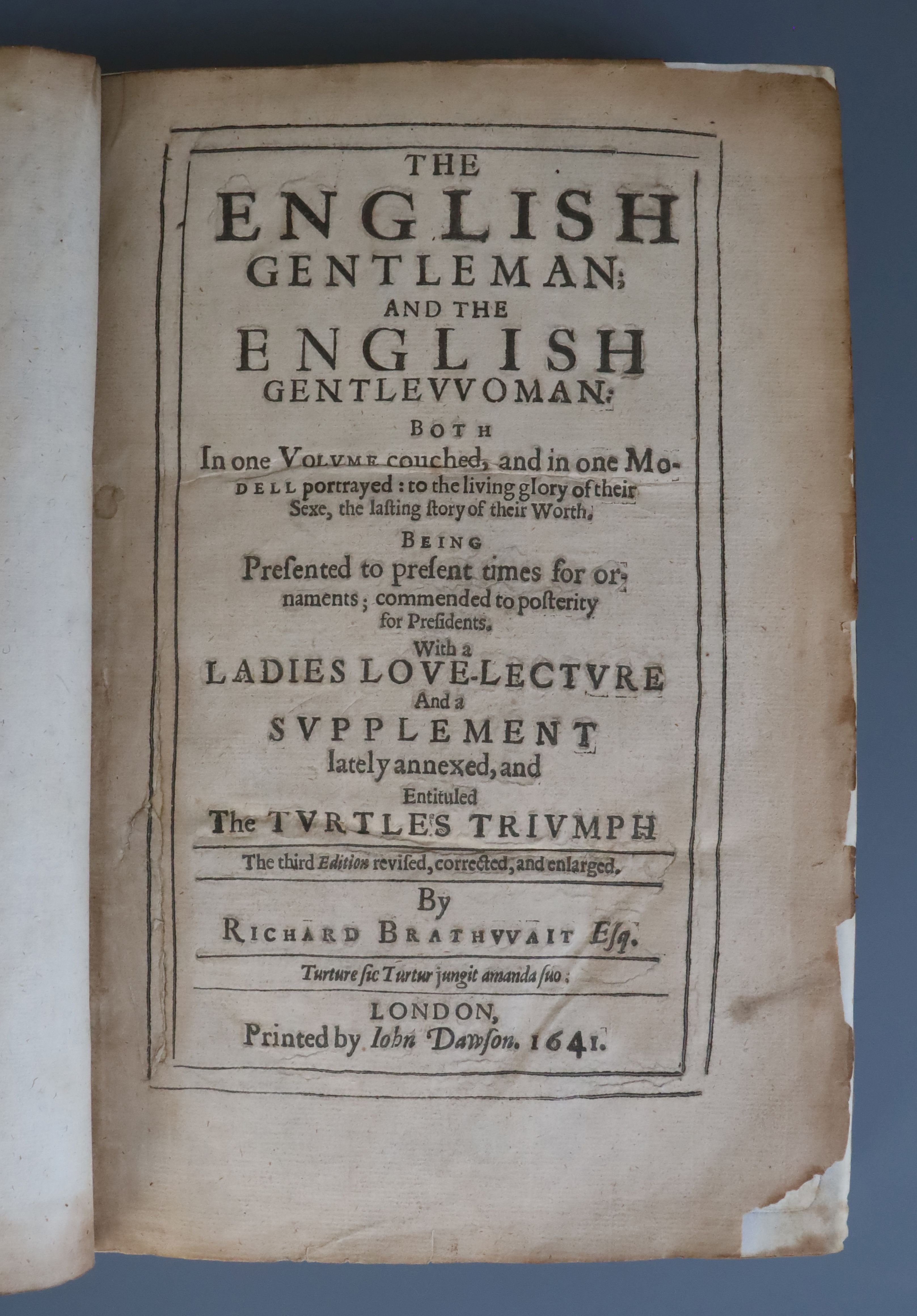 Braithwaite, Richard - The English Gentleman, and English Gentlewoman, 3rd edition, folio,