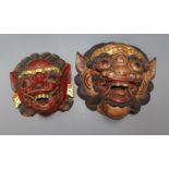 Two Javanese painted wood masks