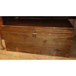 A Victorian brass-bound camphorwood chest, with hinged top and carrying handles W.106cm