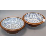 Two 19th century Chinese Batavia ware wash bowls diameter 28cm