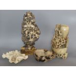 Four Chinese stone and soapstone carvings