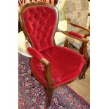 A beech button back fauteuil