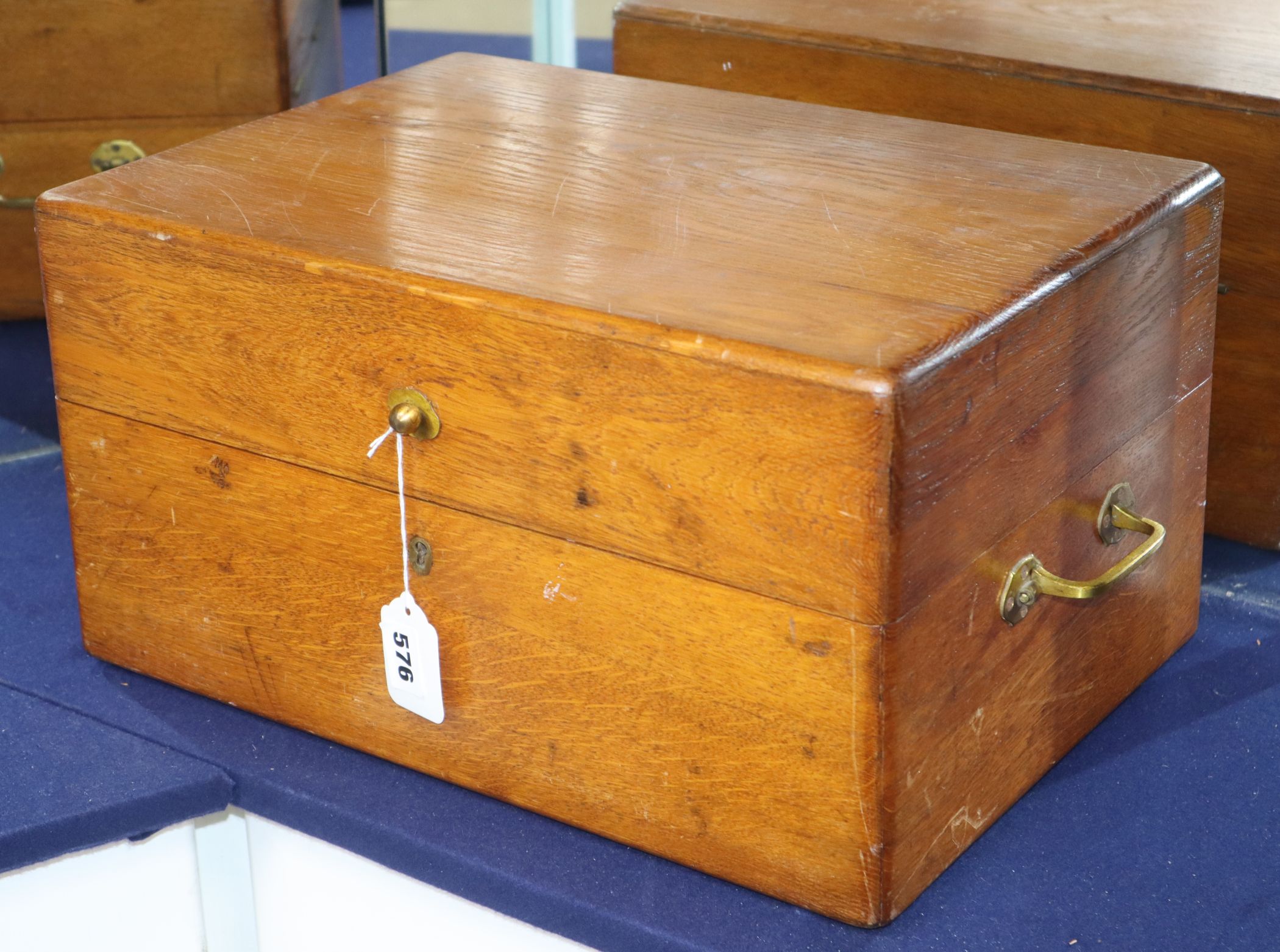 A German oak case for silver dishes (no dishes)