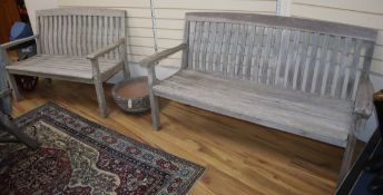 A pair of teak garden benches Larger 160cm